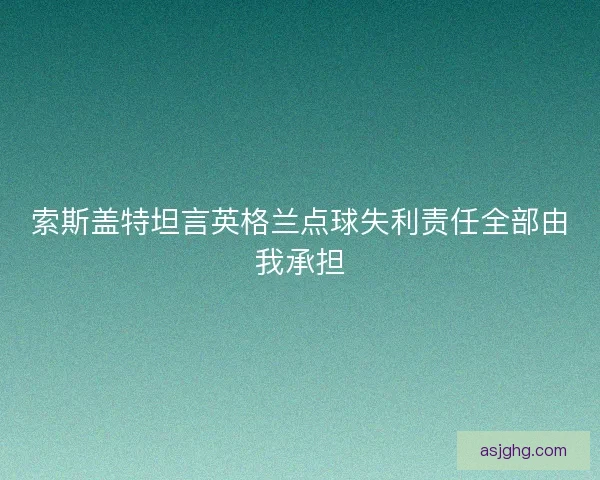索斯盖特坦言英格兰点球失利责任全部由我承担 索斯盖特坦言英格兰点球失利责任全部由我承担